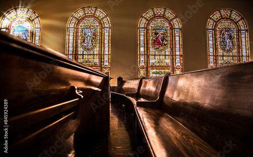 фотографія A church with stain glass windows