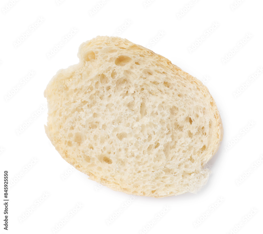 Piece of fresh baguette isolated on white, top view Piece of fresh baguette isolated on white, top view