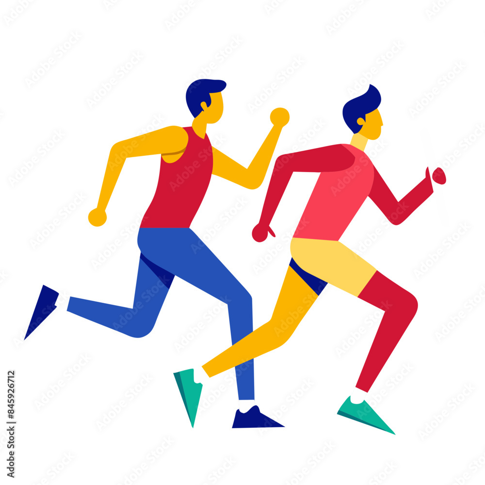 Obraz premium vector illustration of two athletes in a sprint race.