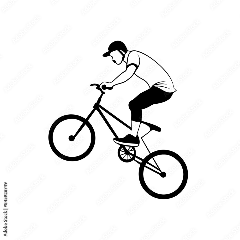 Fototapeta premium vector image of a BMX rider performing a trick.