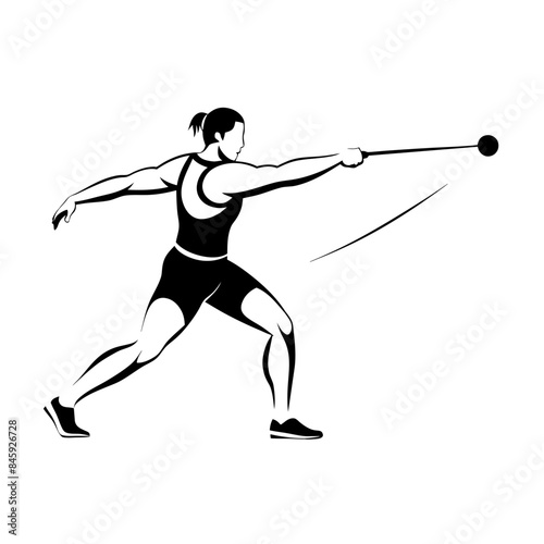 Olympic Hammer Throw Athlete - Vector Silhouette