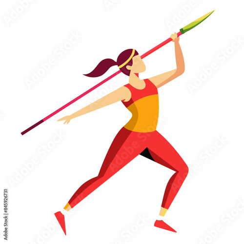  vector illustration of a female athlete throwing a javelin.