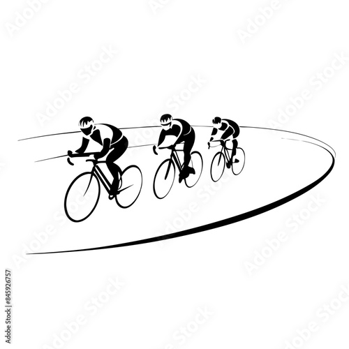 vector image of cyclists racing on a track.