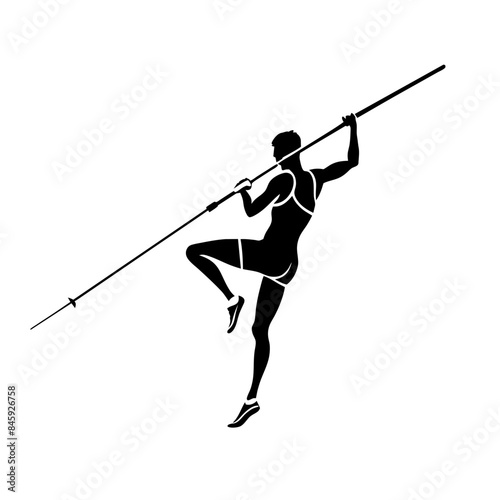 vector image of an athlete performing a pole vault.