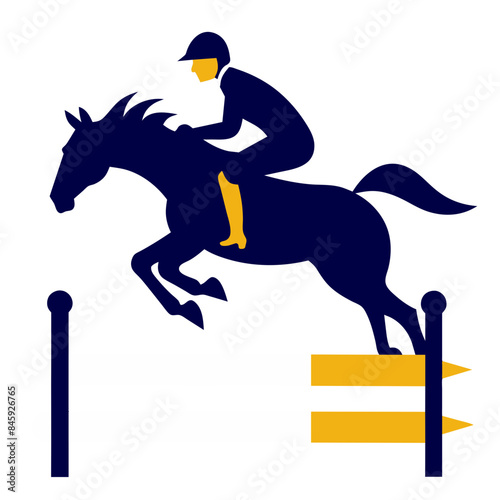 vector image of a horse and rider jumping over an obstacle.