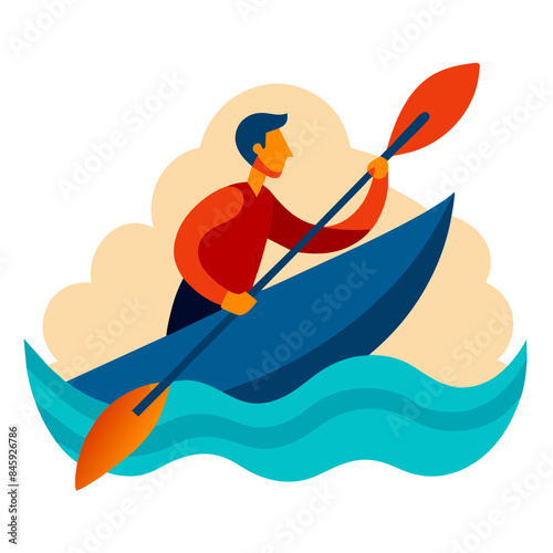  vector image of a rower in a boat.