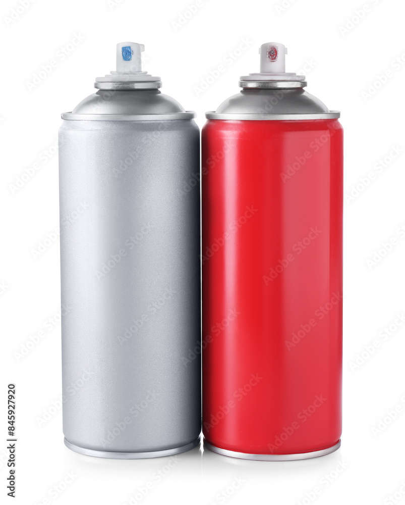 Two spray paint cans isolated on white Two spray paint cans isolated on white
