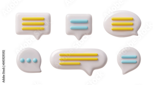 Vector 3D set icons in the form of speech bubbles for visual design of SMS