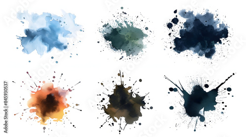 Set Watercolor art, set effect boom , set Dark tone cartoon effect, white background.  Generative AI 