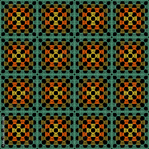 Pattern with crochet granny square wallpaper handmade decorative art design print 
