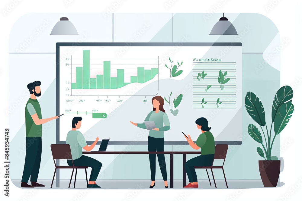 flat vector style illustration, a diverse group of people talking and collaborating flat vector style illustration, a diverse group of people talking and collaborating