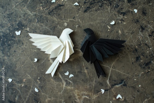 Wallpaper Mural A paper bird sitting on a table, a simple yet creative decoration Torontodigital.ca