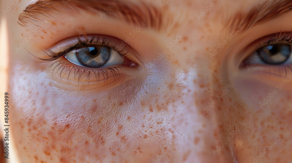 Close-up portrait of a woman with freckled skin, suitable for personal use or as a reference image Close-up portrait of a woman with freckled skin, suitable for personal use or as a reference image