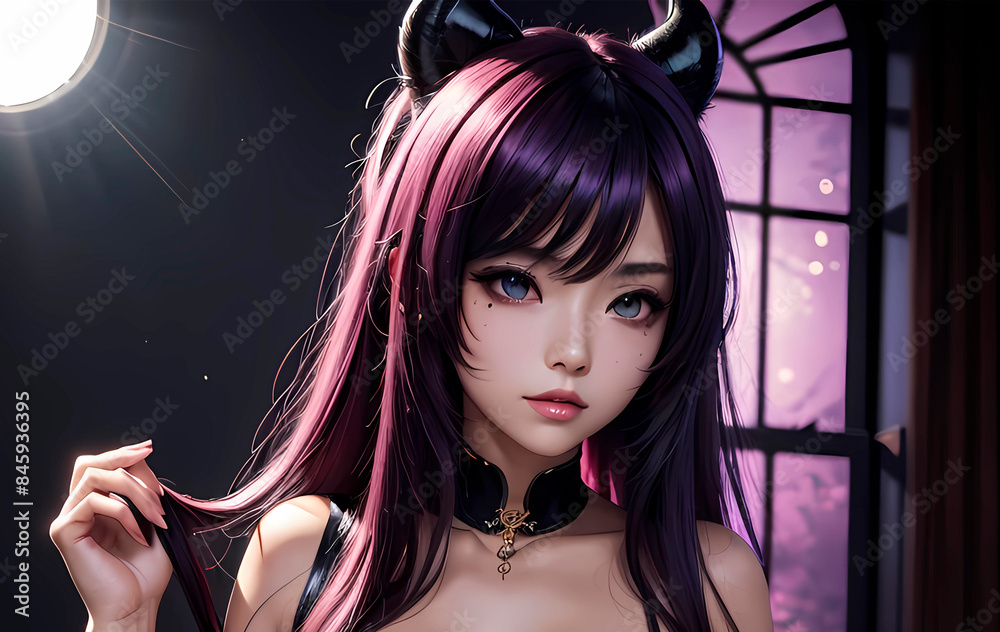 Naklejka premium Beautiful 3d art with curvy girl