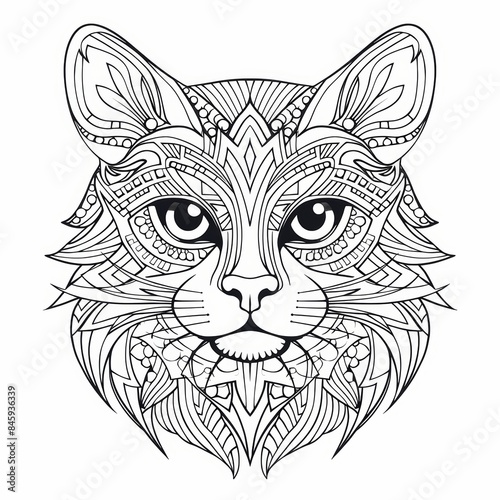 Whimsical Cat Illustration for Coloring Book or Children's Design Generative AI © AlexandraRooss