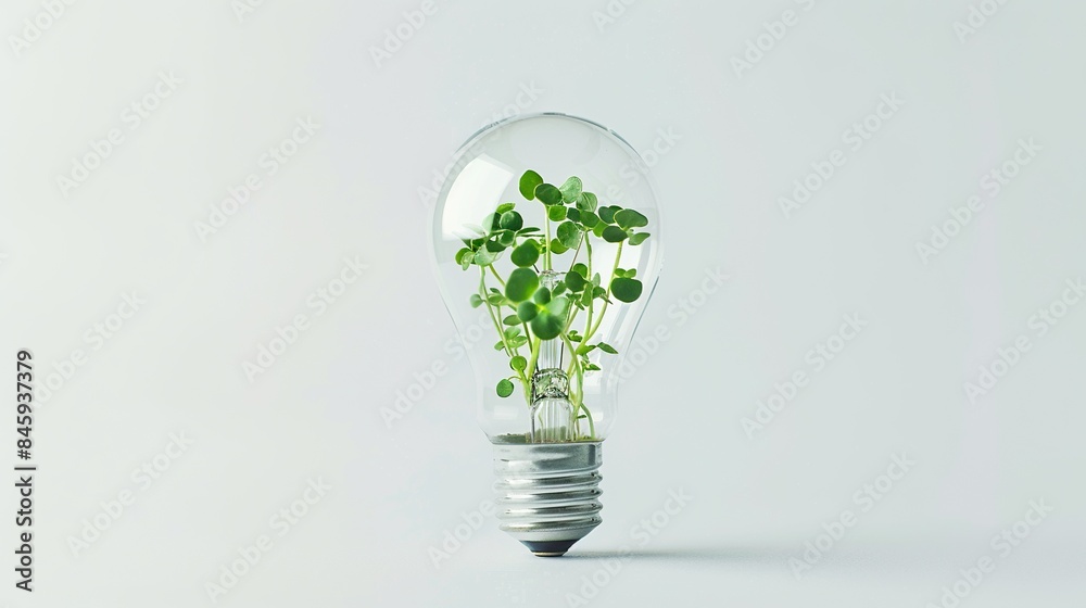A light bulb with a growing plant inside, symbolizing life and growth A light bulb with a growing plant inside, symbolizing life and growth