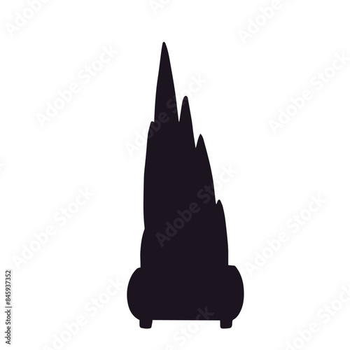 Silhouette of a houseplant in a flower pot, vase.Vector graphics.