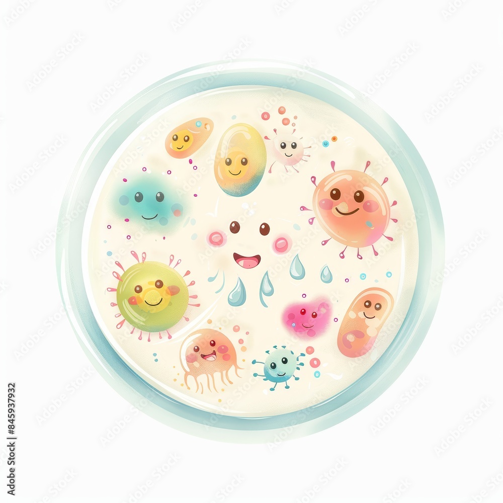 Cute Bacteria Colonies Growing on Petri Dish Generative AI Cute Bacteria Colonies Growing on Petri Dish Generative AI