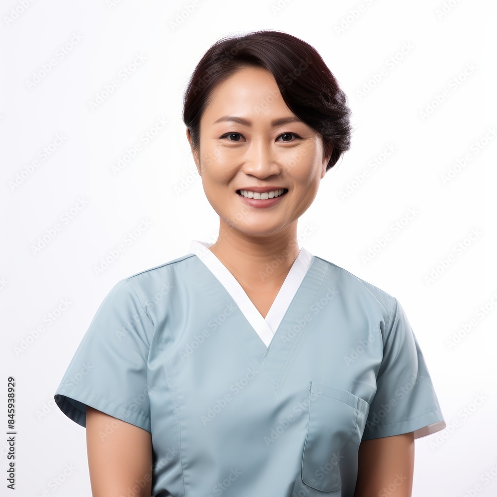 Smiling Female Dentist in White Background Generative AI Smiling Female Dentist in White Background Generative AI