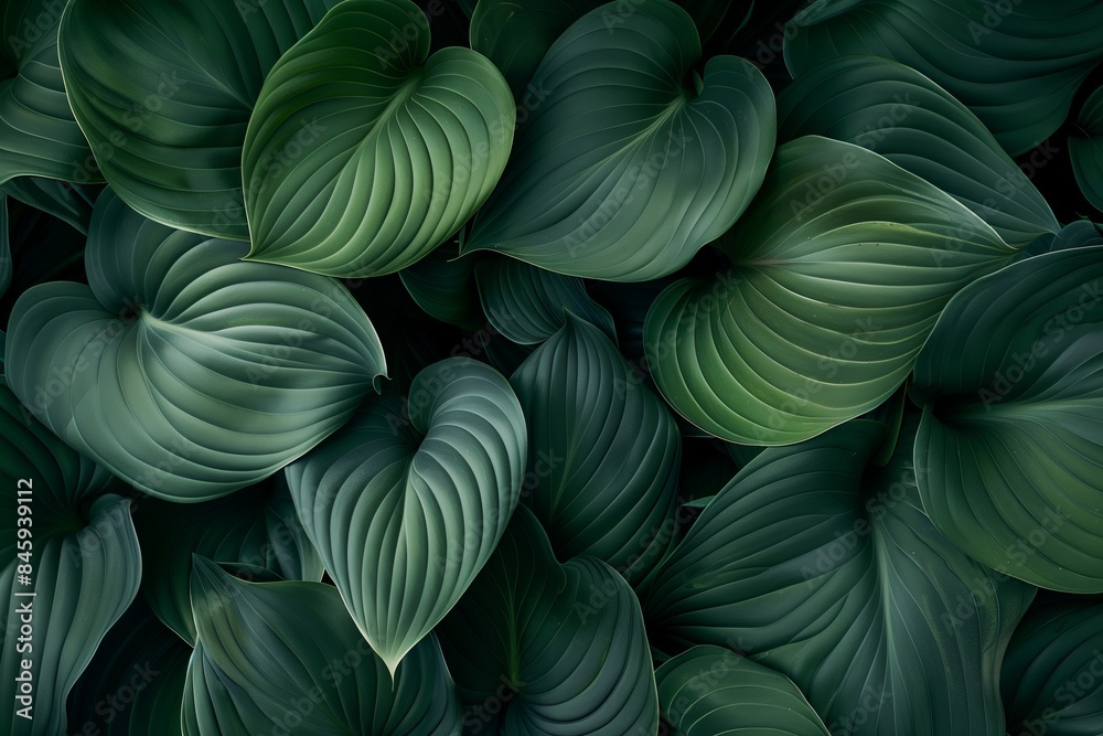 Verdant Canopy, Aerial View of Lush Foliage in Shadowed Realm, Botanical Abstraction with Deep Hues and Overshadowed Brilliance