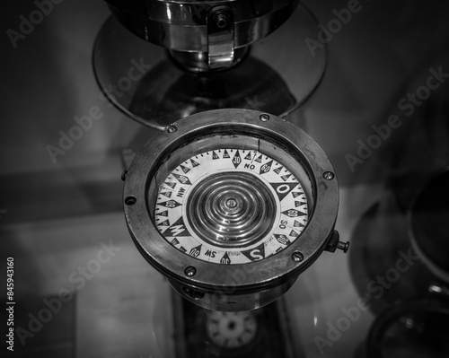 old and vintage ship's compass photo
