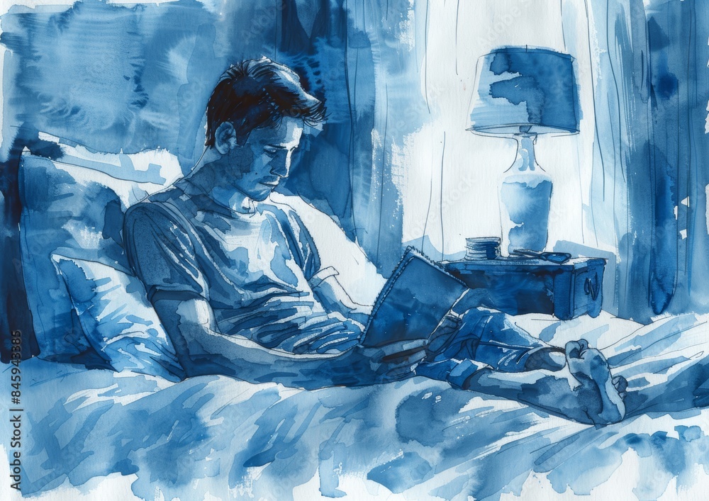 Dreamy Writer in Bed, Creative Moment Generative AI Dreamy Writer in Bed, Creative Moment Generative AI