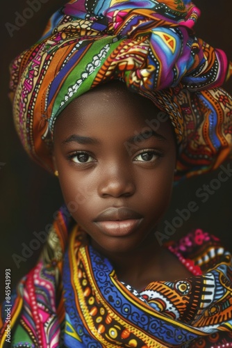 Young child wearing traditional headgear  ideal for cultural or ethnic themed illustrations