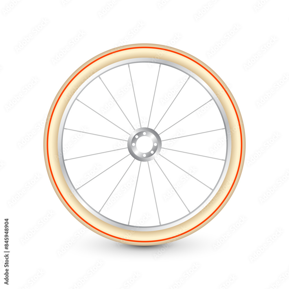 Realistic 3d retro bicycle wheel. Bike rubber tire, shiny metal spokes and rim. Fitness cycle, touring, sport, road and mountain bike. Vector illustration Realistic 3d retro bicycle wheel. Bike rubber tire, shiny metal spokes and rim. Fitness cycle, touring, sport, road and mountain bike. Vector illustration