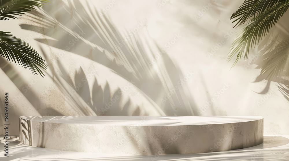 Blank cream white cement curve counter podium with texture. Luxury organic cosmetic, skincare, beauty treatment product background. Blank cream white cement curve counter podium with texture. Luxury organic cosmetic, skincare, beauty treatment product background.