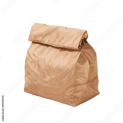 Isolated PNG Brown Paper Bag, GENERATIVE AI