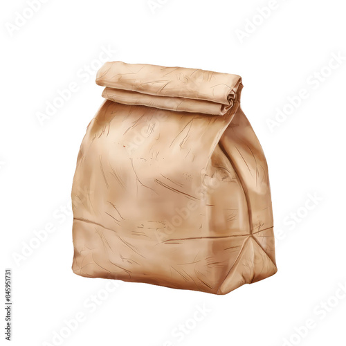 Isolated PNG Brown Paper Bag, GENERATIVE AI