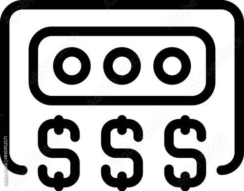 Line art icon of an audio cassette tape generating money, concept of music streaming revenues