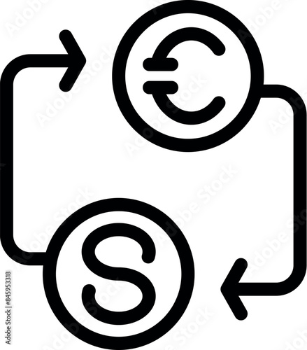 Euro and dollar currency exchange with rotating arrows icon, editable stroke
