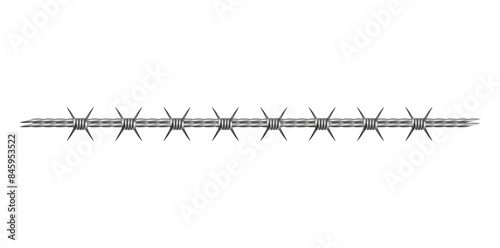 Horizontal Realistic Metal Steel Barbed Wire Element Vector Illustration.