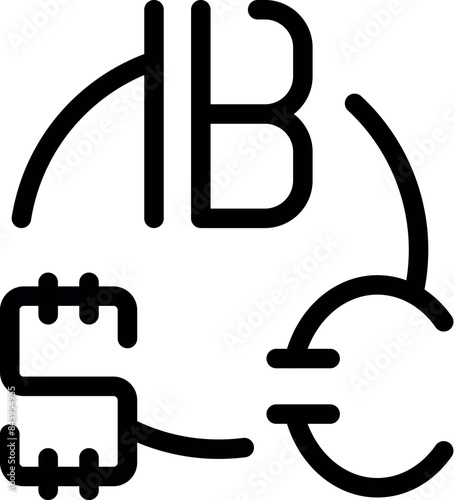 Currency exchange showing bitcoin converting to us dollar and euro with arrows forming a circle