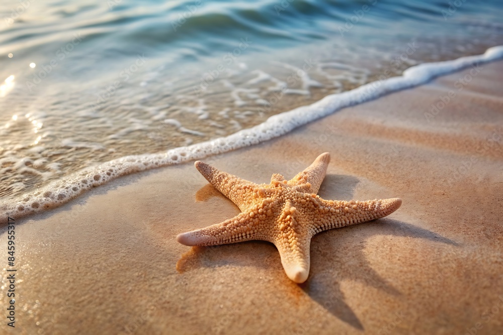 Starfish in clear water, summer beach backdrop Starfish in clear water, summer beach backdrop