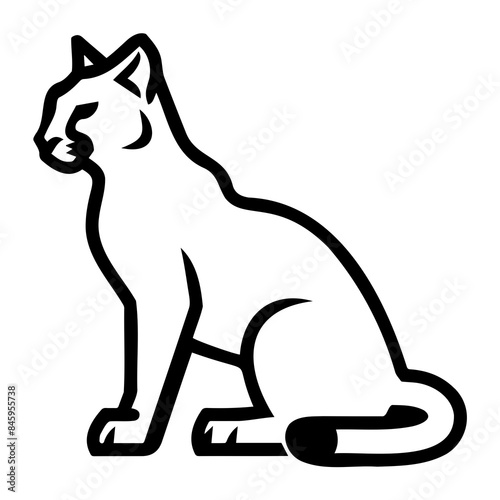 A black and white illustration of a sitting cat, representing pets or animals in general.