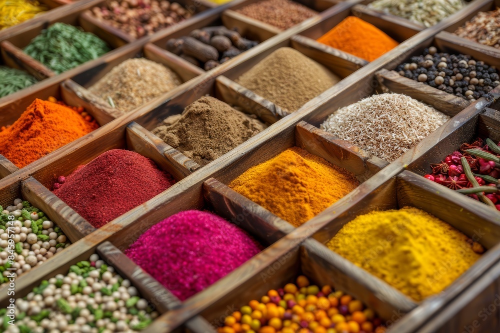 Vibrant Spices on Display for Culinary Delights Generative AI Vibrant Spices on Display for Culinary Delights Generative AI