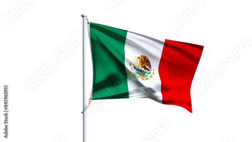 Waving flag of mexico isolated on transparent background.