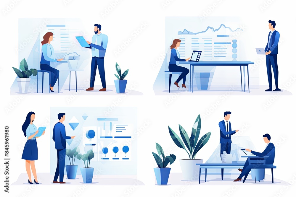 flat vector style illustration, a diverse group of people talking and collaborating flat vector style illustration, a diverse group of people talking and collaborating