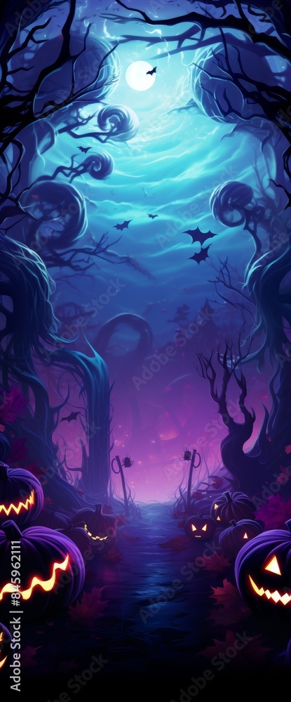 Spooky Halloween Banner Background Generative AI