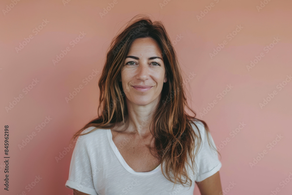 A close up portrait of a woman with a subtle smile A close up portrait of a woman with a subtle smile