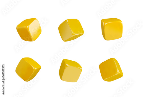 Set of golden 3D dice icons vector illustration