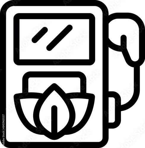 Simple icon of a fuel pump dispensing biofuel, symbolizing the transition to renewable energy sources