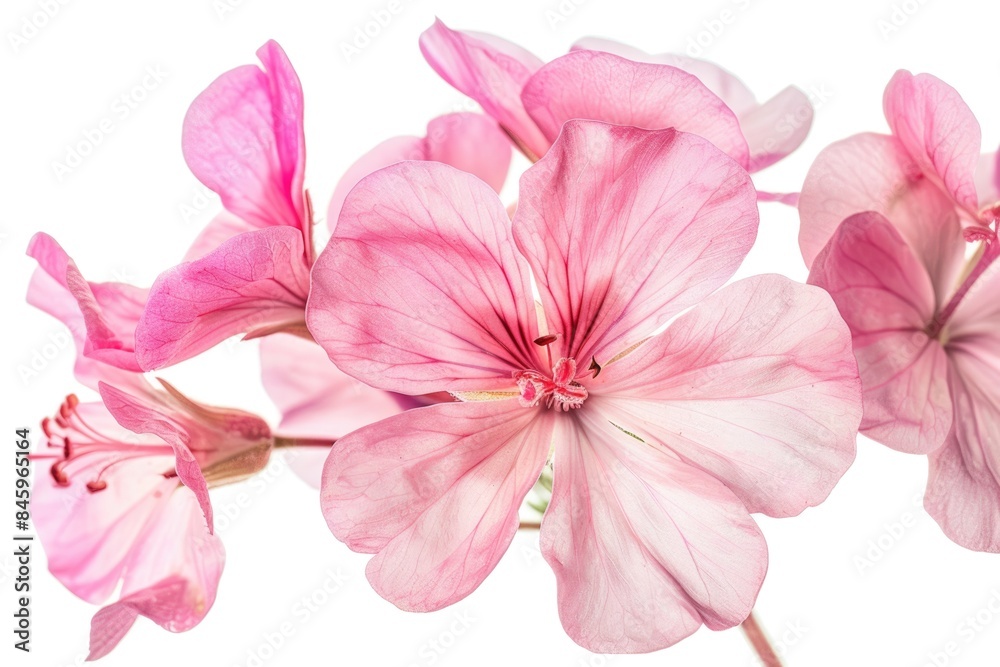 Pink flower of Geranium Pelargonium Geraniaceae on white background Pink flower of Geranium Pelargonium Geraniaceae on white background