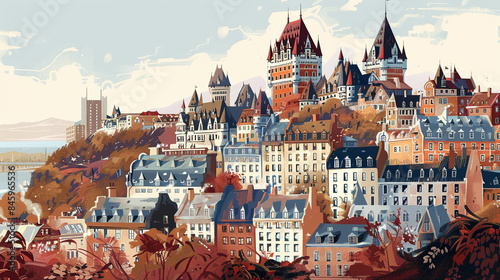 Illustration of Quebec City cityscape. photo