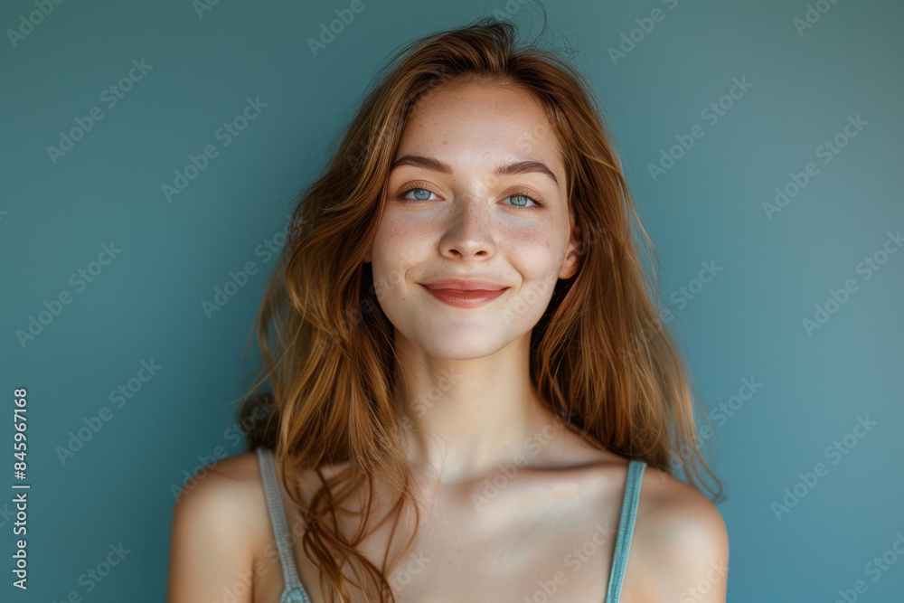 A close up portrait of a woman with a subtle smile A close up portrait of a woman with a subtle smile
