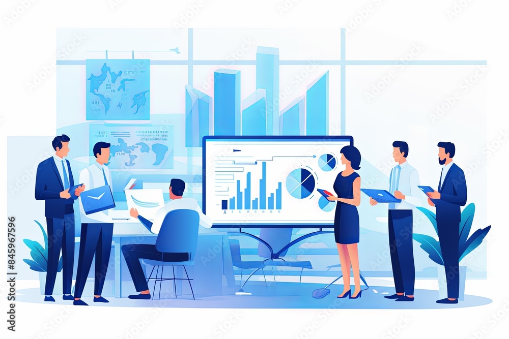 flat vector style illustration, a diverse group of people talking and collaborating flat vector style illustration, a diverse group of people talking and collaborating