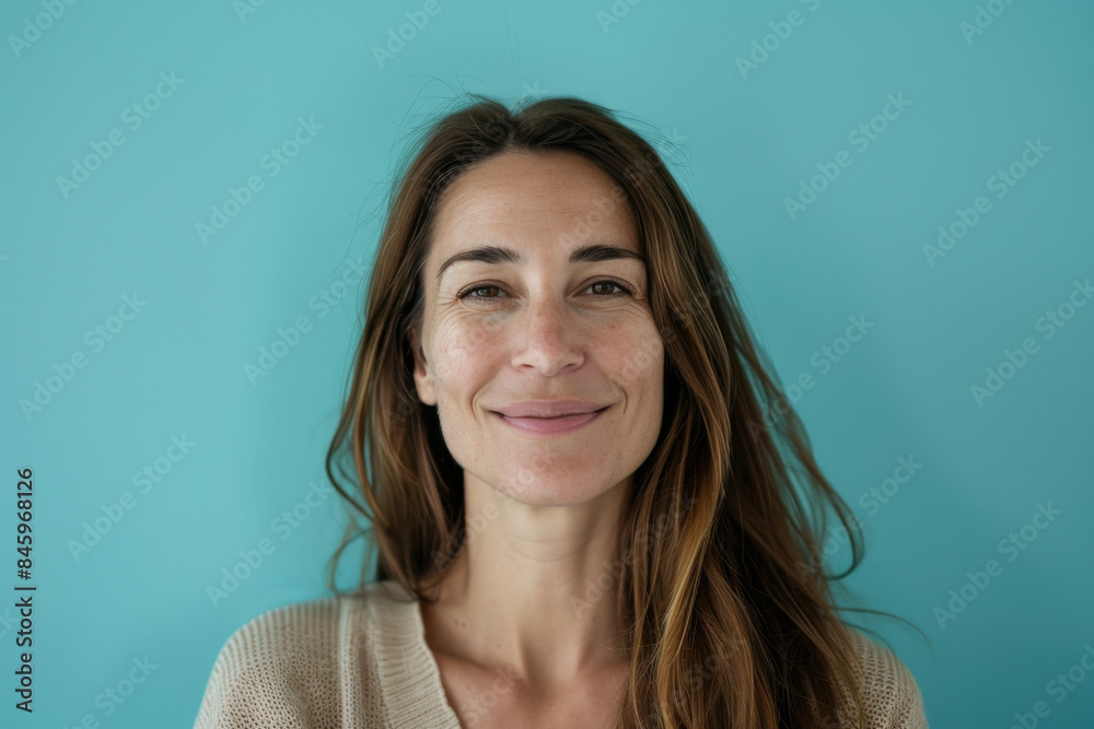 A close up portrait of a woman with a subtle smile A close up portrait of a woman with a subtle smile