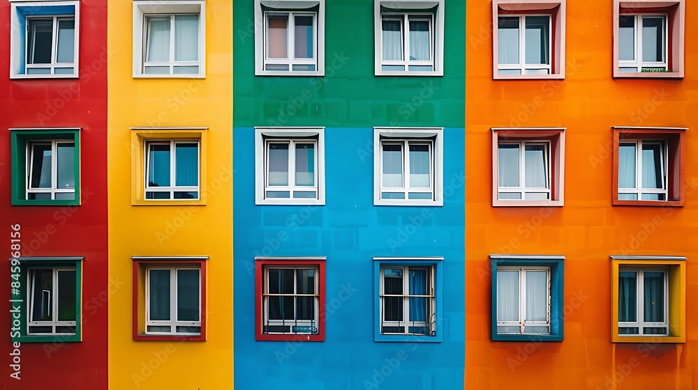 Fototapeta premium Colorful building wall ful view